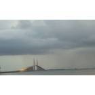 Tampa: View of the Sunshine Skyway Bridge, Tampa Bay, FL, with storm rolling in