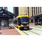 Minneapolis: : New light rail car at the Government Center Station in Minneapolis