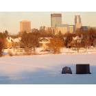 Minneapolis: : Fish Houses on Lake Harriet with downtown view
