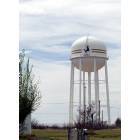 Andrews: Andrews water tower with Mustang emblem.