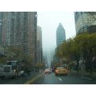 New York: : A very foggy day in New York City.