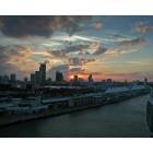 Miami: The downtown Miami skyline at sunset from thePort of Miami.