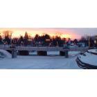 Frankenmuth: Snowfest sunset, Cass river bridge to River Platz