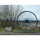 Shelton: : The "Big Wheel" at the east entrance to town, from a lumber mill, celebrating the lumber history of the town.