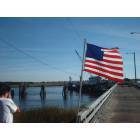 Sunset Beach: United States Flag on Floating Bridge Sunset Beach NC