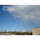 Honolulu: Rainbow, moon, plane shot from my roommate's balcony