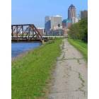 Des Moines: : A view of downtown Des Moines from the Des Moines River levee.