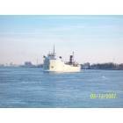 Port Huron: Early March, first nice day, picture of a ship near Blue Water Bridges