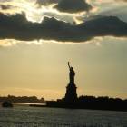 New York: : The famous statue near sunset from Staten Island Ferry