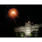Chicopee: Fireworks explode over the old Chicopee High School.