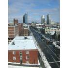 White Plains: : View up Mamaroneck Ave of Trump and Ritz Carlton buildings after snowstorm