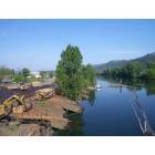 St. Maries: Log decks along the St. Joe River and Tug boats
