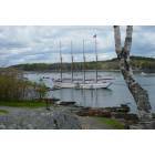 Bar Harbor: Sailboat docked at Bar Harbor Inn pier
