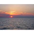 Muskegon: Orange sunset over lake Michigan