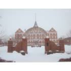 Findlay: The University of Findlay's Old Main building in winter