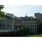Appleton: downtown Appleton skyline and River Mills apartments from the locks