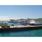 Mackinac Island: : Leaving Mackinaw Island on Ferry - view of dock and coast area