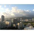 Honolulu: Waikiki, looking east toward Manoa Valley/Univ of Hawaii