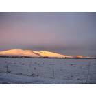 Prescott Valley: Sunrise on snow dusting Glassford Hill, Prescott Valley