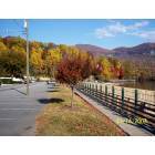 Lake Lure: fall folliage at the boardwalk at Lake Lure