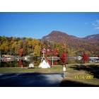 Lake Lure: view of a small church near the beach at Lake Lure