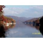 Lake Lure: view of Lake Lure from Larkens on the Lake restaurant