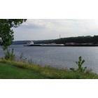 Cassville: Tug Boat and Barge on the Mississippi River in Cassville WI