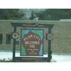 Plum City: Sign welcoming you to Plum City, Wisconsin