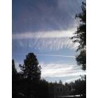 Nevada City: Very Strange Clouds formed by persistant contrails of high flying jet aircraft above the down town area of Nevada City, CA 2007 - possible trial of weather manipulation technology?