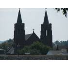 Lock Haven: : View of Catholic Church from Woodward Park Side of the river