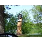 Stanley: Chainsaw carved eagle watching the goings on of Chapman Park