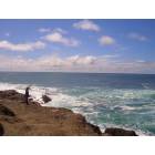 Mendocino: Woman on the ledge, Mendocino's seaside