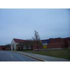 Pontiac: Pontiac Elementary School at twilight. I don't understand the sign; 