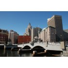 Providence: PROVIDENCE, RI MEMORIAL BRIDGE, WITH PROVIDENCE SKY LINE LOOKING FROM THE EAST