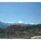 Colorado Springs: Kissing Camels with snowy Pikes Peak