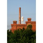 Durham: : Lucky Strike chimney and water tower of the American Tobacco District, relics of Durham's tobacco heritage.