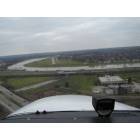 Moraine: Crossing the highway for a landing at Moraine Airpark.