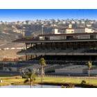 Del Mar: Del Mar, California, is home to the Del Mar Racetrack. In 1938 the famous Seabiscuit-Ligaroti match occurred here. The track is located between I-5 (on the left) and the Pacific Ocean. Races run mid July through early September. Joe Bellavia.