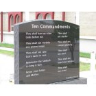 Coalgate: Tombstone with Ten Commandments located next to Coalgate County Courthouse