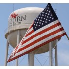 Auburn: Fourth of July, flag flies near the water tower in Auburn, GA