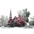 Sonora: Red Church during first snow