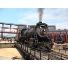 Scranton: : 3254 steams onto the turntable of the roundhouse in Steamtown