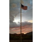 Tonto Basin: American Flag in Front of Tonto Basin Post office at sundown