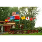 Park Forest: International flags at the Chinese House - main entrance to Park Forest