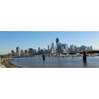 Manhattan: the skyline of the finacial district of nyc - photo taken from jersey city liberty state park