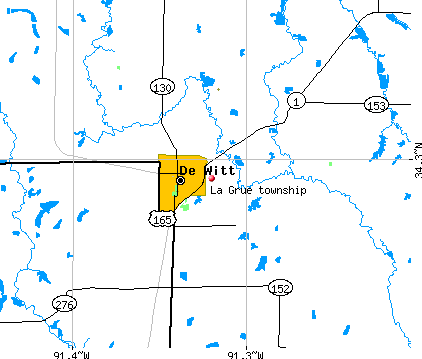 La Grue township, AR map