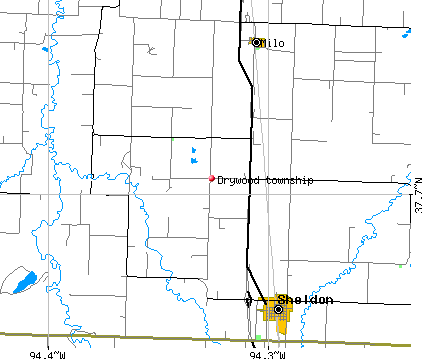 Drywood township, MO map