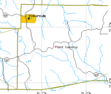 Dent township, MO map