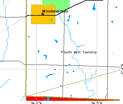 South West township, MO map