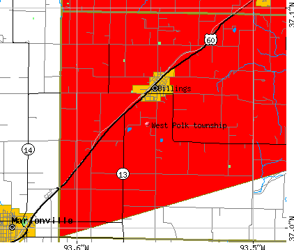 West Polk township, MO map